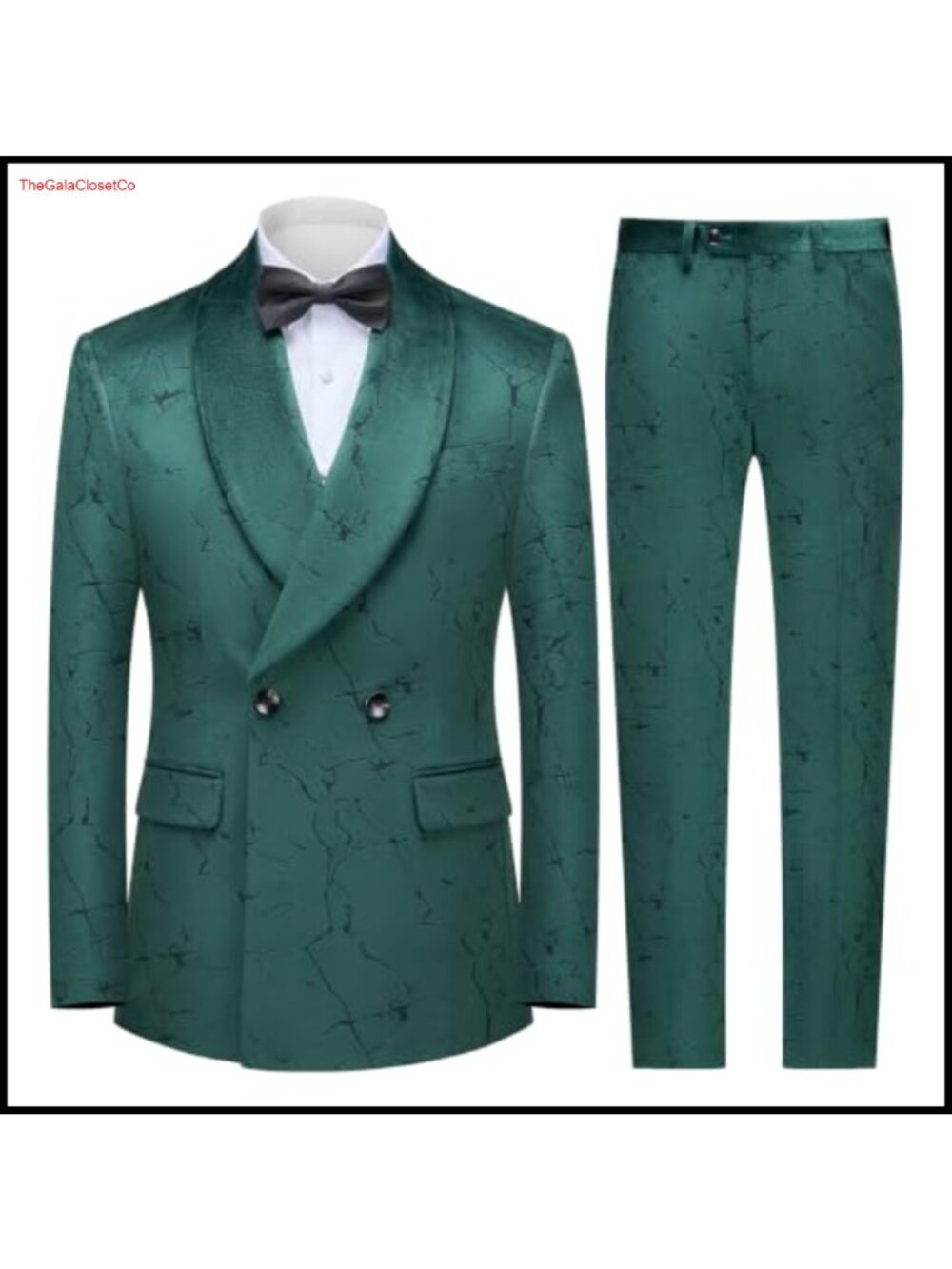 Mens Velvet Tuxedo 2 Piece Slim Fit Suit Set Shawl Lapel Double Breasted